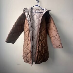 Lucky Brand Tan Quilted Hooded Puffer Jacket
